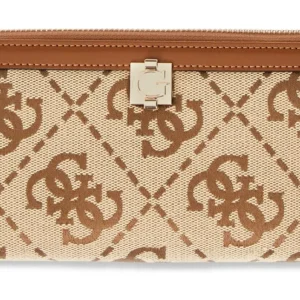 GUESS AUDREY LOGO SLG LRG ZIP AROUND - LATTE LOGO
