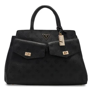 GUESS BLAKE LARGE SATCHEL - BLACK LOGO