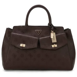 GUESS BLAKE LARGE SATCHEL - BROWN LOGO