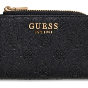 GUESS BLAKE SLG ZIP AROUND CARD CASE - BLACK LOGO