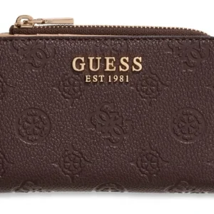 GUESS BLAKE SLG ZIP AROUND CARD CASE - BROWN LOGO