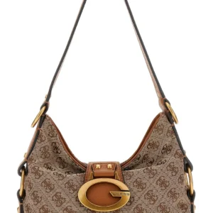 GUESS CAMDEN MINI SHOULDER BAG - LATTE LOGO/COGNAC