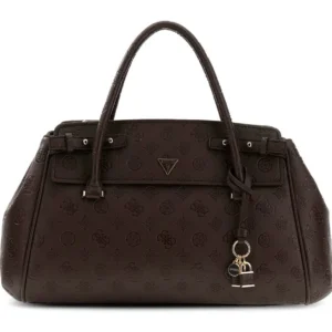GUESS DIANA 3 COMP SATCHEL - CHOCOLATE LOGO
