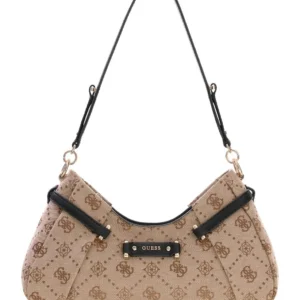 GUESS DOROTHY SHOULDER BAG - LATTE LOGO/BLACK