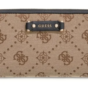 GUESS DOROTHY SLG LARGE ZIP AROUND - LATTE LOGO/BLACK