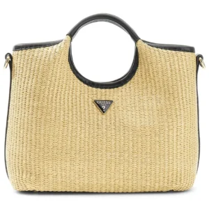 GUESS KIRSTEN MINI SATCHEL - NATURAL/BLACK