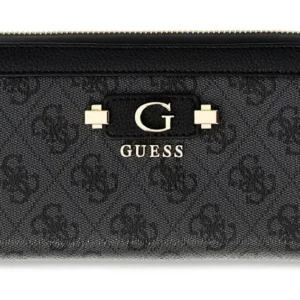 GUESS LINDSEY SLG LARGE ZIP AROUND - COAL LOGO