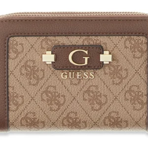 GUESS LINDSEY SLG MED DOUBLE ZIP - LATTE LOGO
