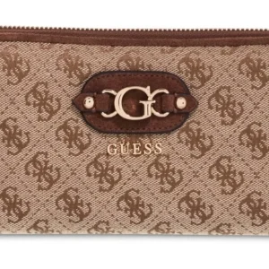GUESS SAMANTHA SLG LRG ZIP AROUND - LATTE LOGO/BROWN