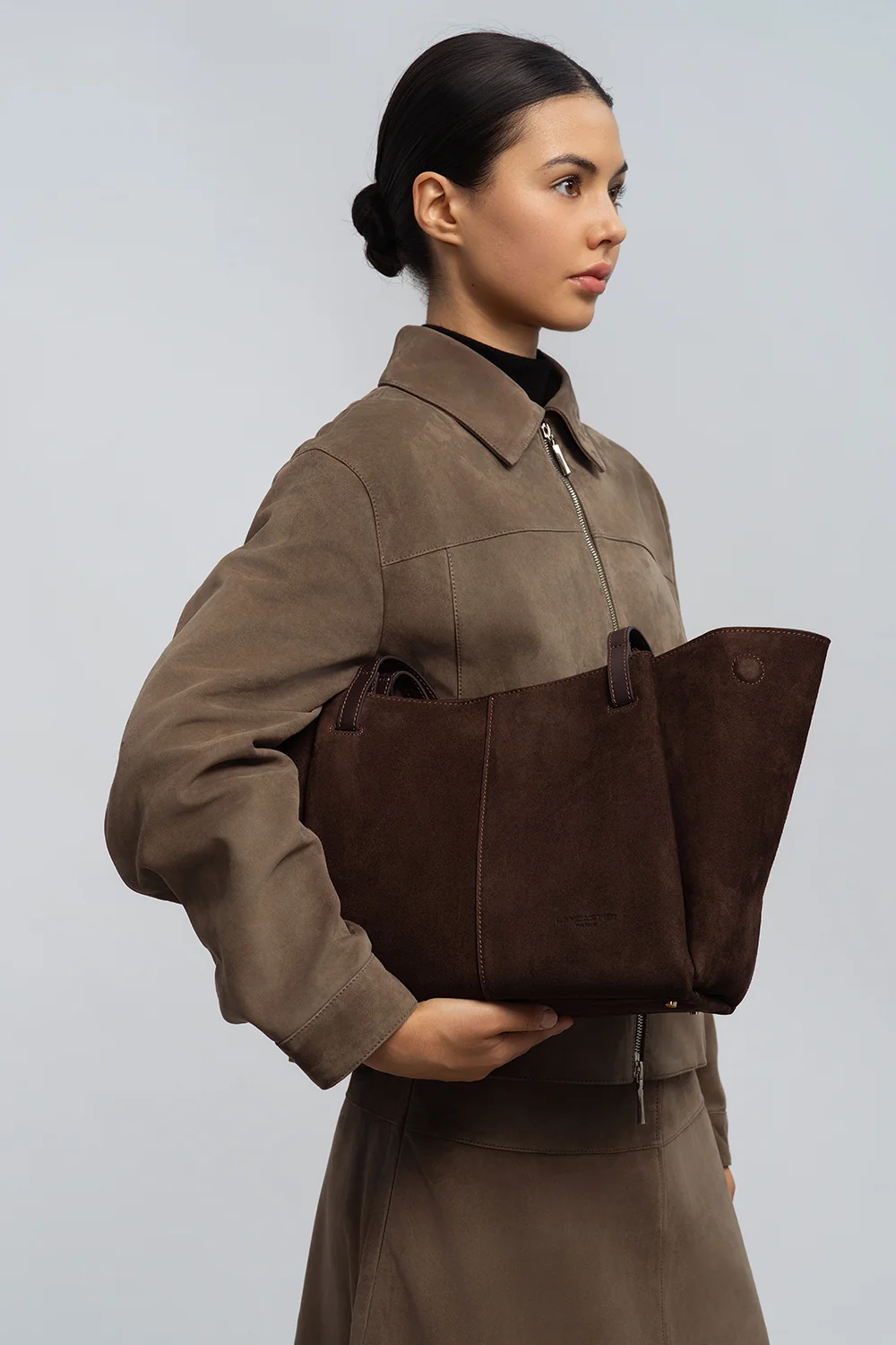 Sac cabas épaule - Suède - Marron – Image 7